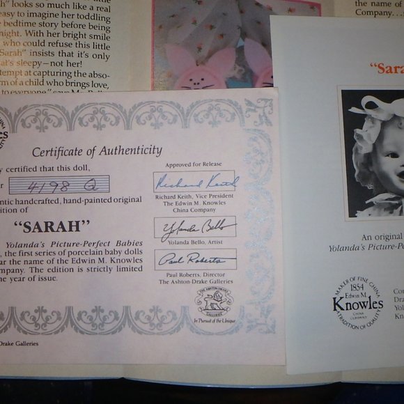 Sarah by Yolanda Bello 1987 Edwin M Knowles - Picture 6 of 15